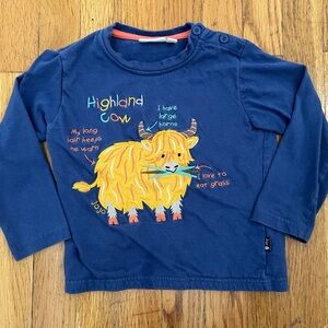 Jojo Maman Bebe Highland Cow Long Sleeve Shirt 2-3y